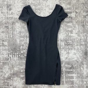 Talula - Bodycon Short Sleeve Ponte Dress with Zipper Detail